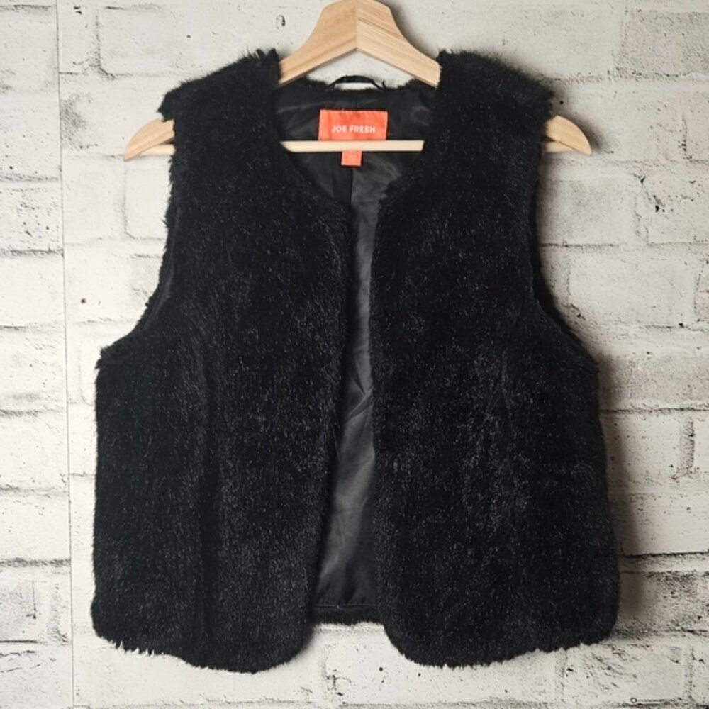 Joe Fresh Black Faux Fur Vest